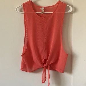 Free People Coral Muscle Tank Workout Top